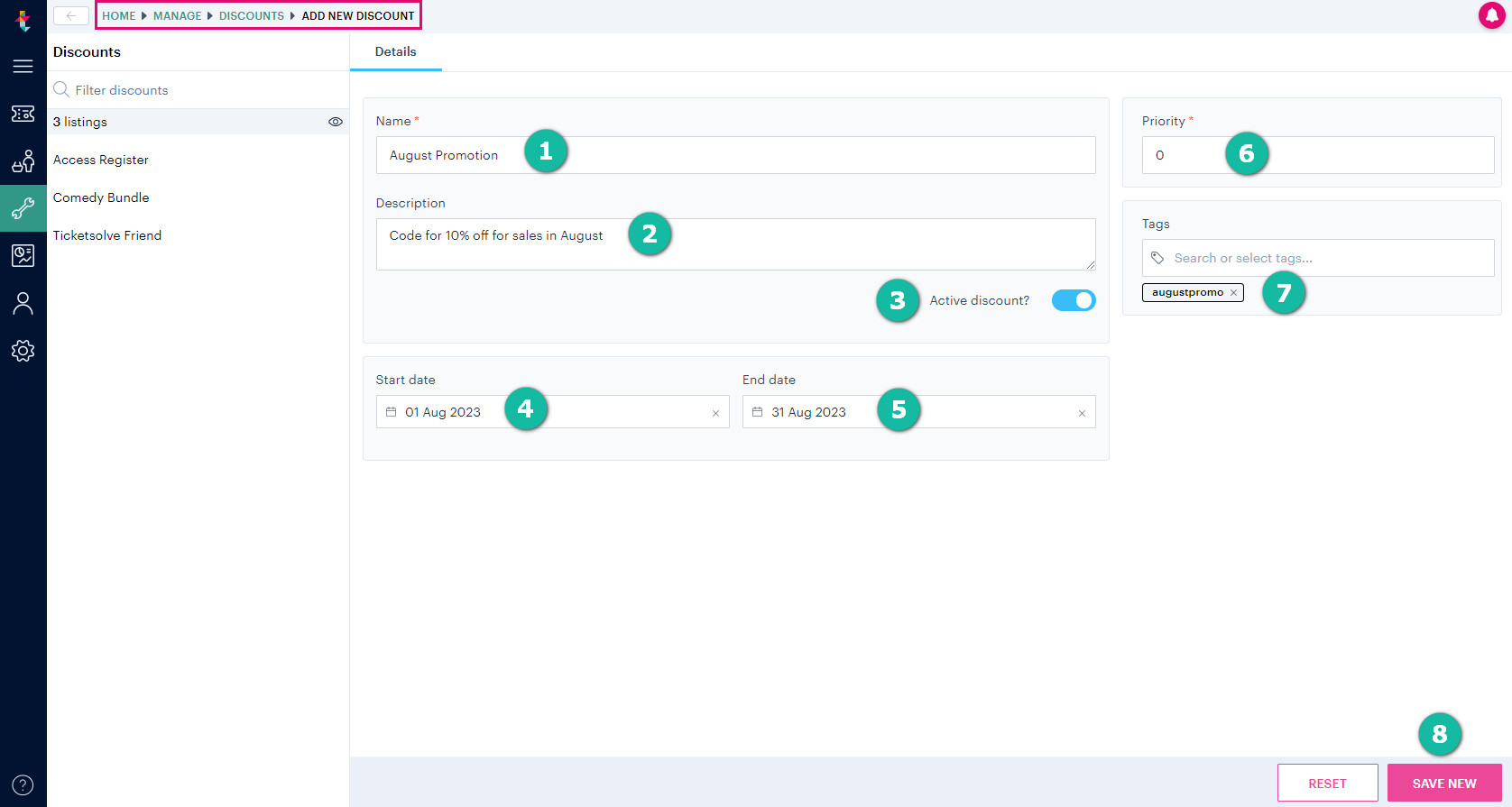 Generating using and reporting on Promotion Codes Ticketsolve