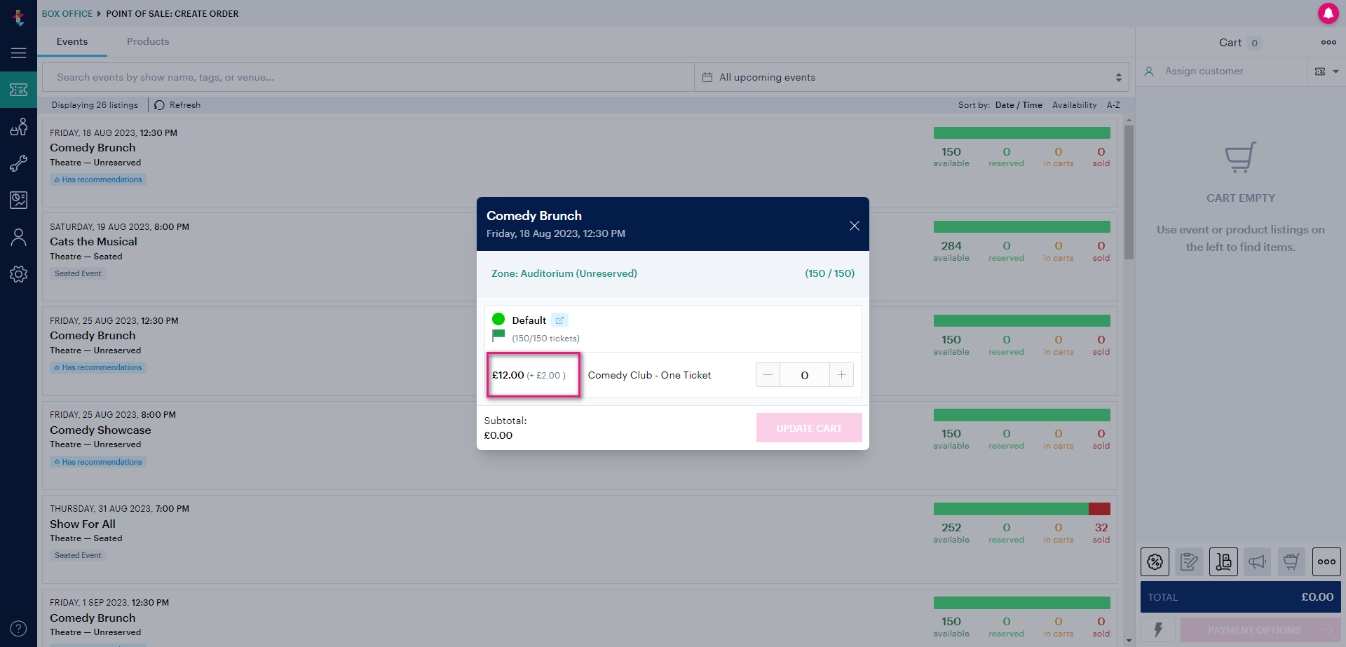 How Booking Charges and Fees display at Box Office and online