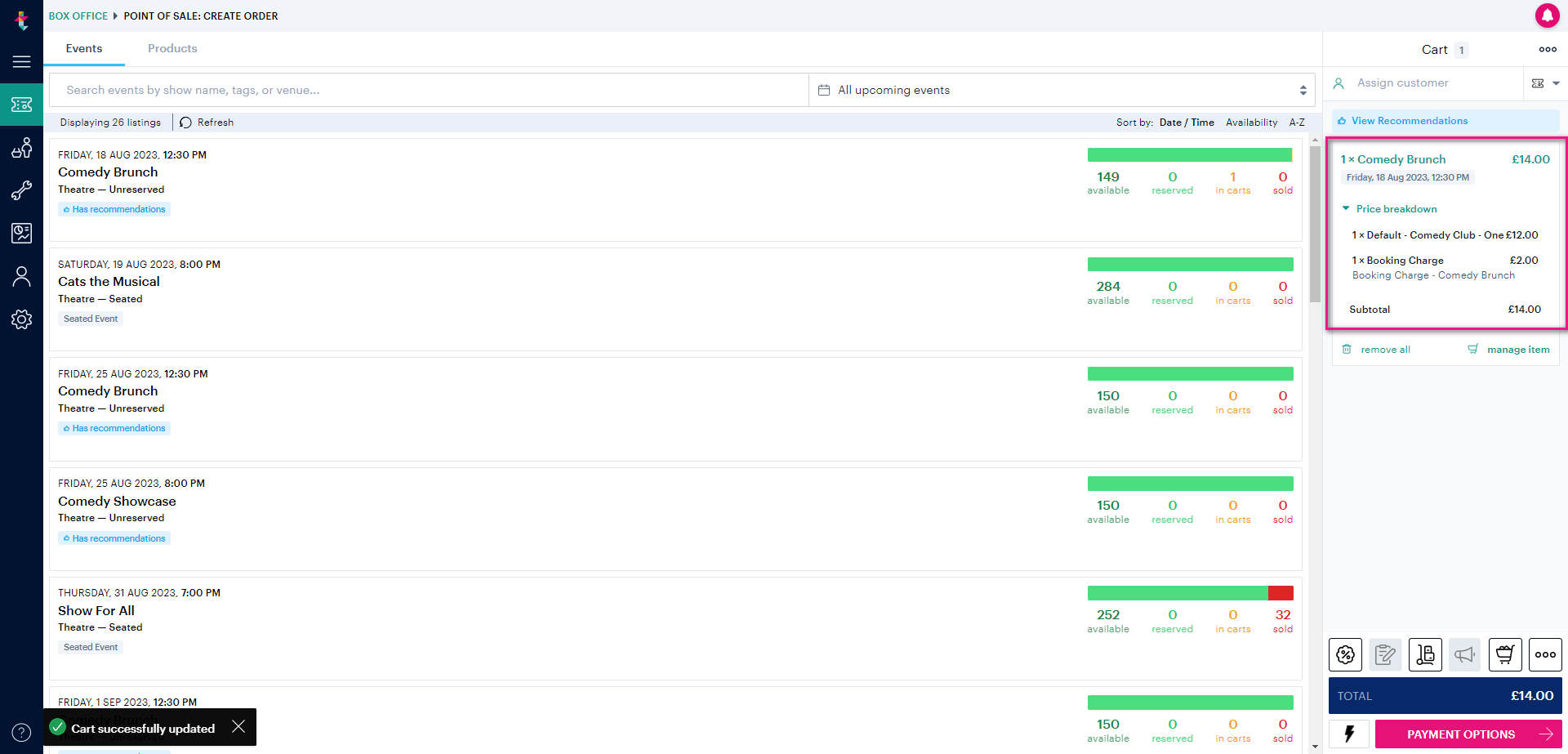 How Booking Charges and Fees display at Box Office and online
