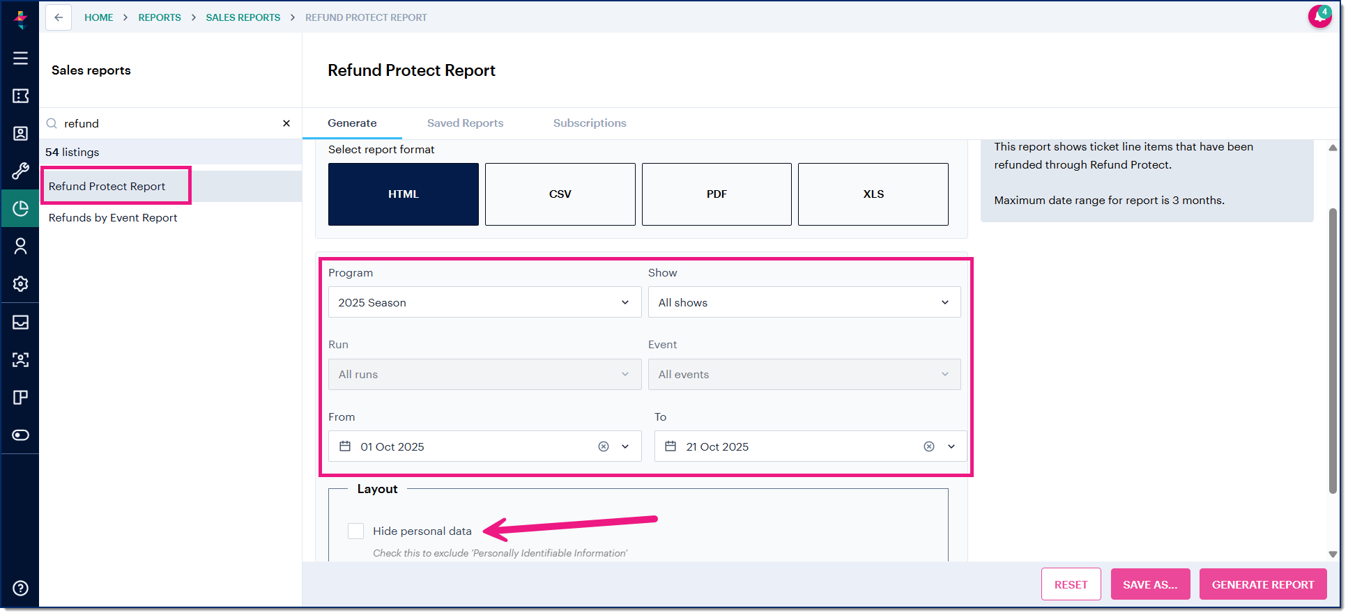 refund protect sales report run.png