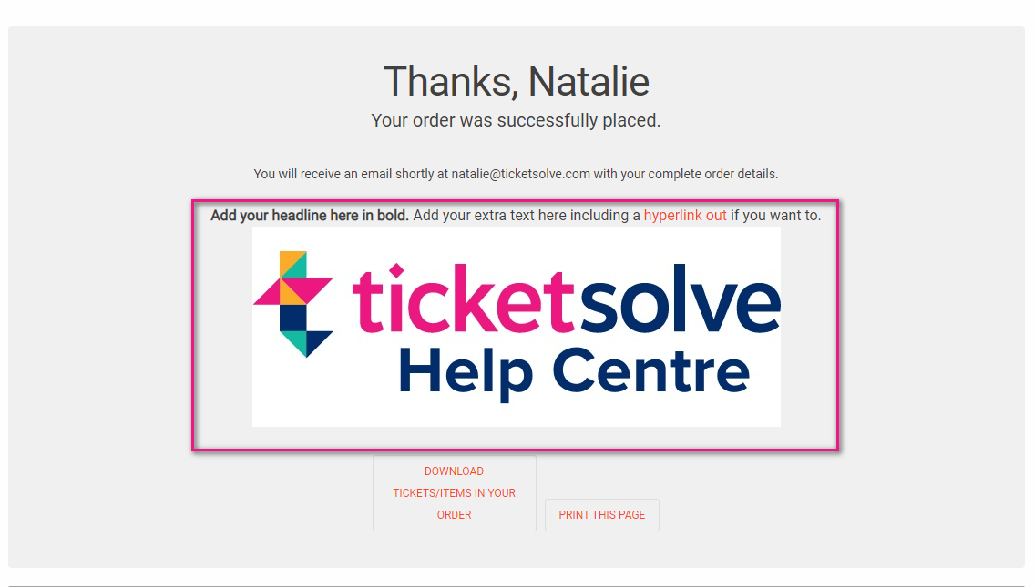 Customise your confirmation page – Ticketsolve Help Centre