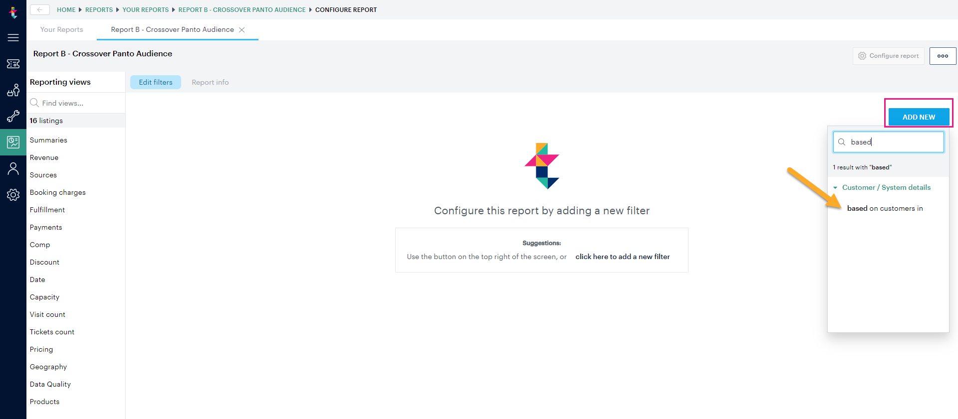 How to build a crossover report Ticketsolve Help Centre
